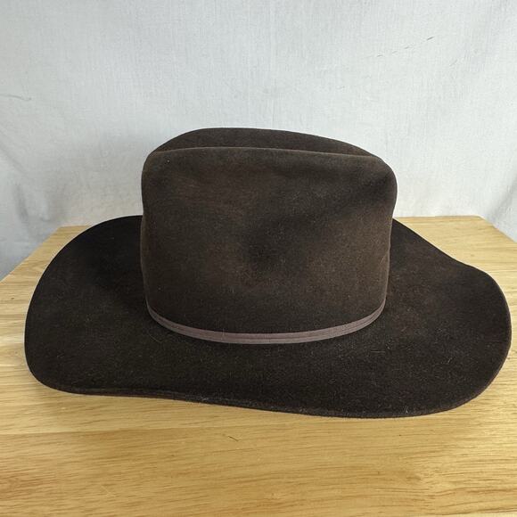 Bradford Western Cowboy Hat Size 7 Chocolate Brown Genuine Fur Felt Vintage - Picture 4 of 9
